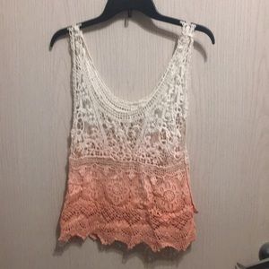 Coral crochet tank